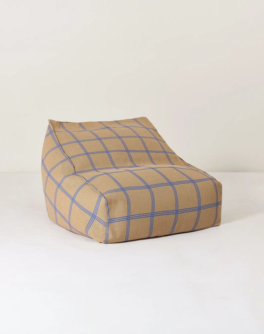 Nobodinoz Vibes zitzak - 74x40x60cm - Brown Blue Windowpane