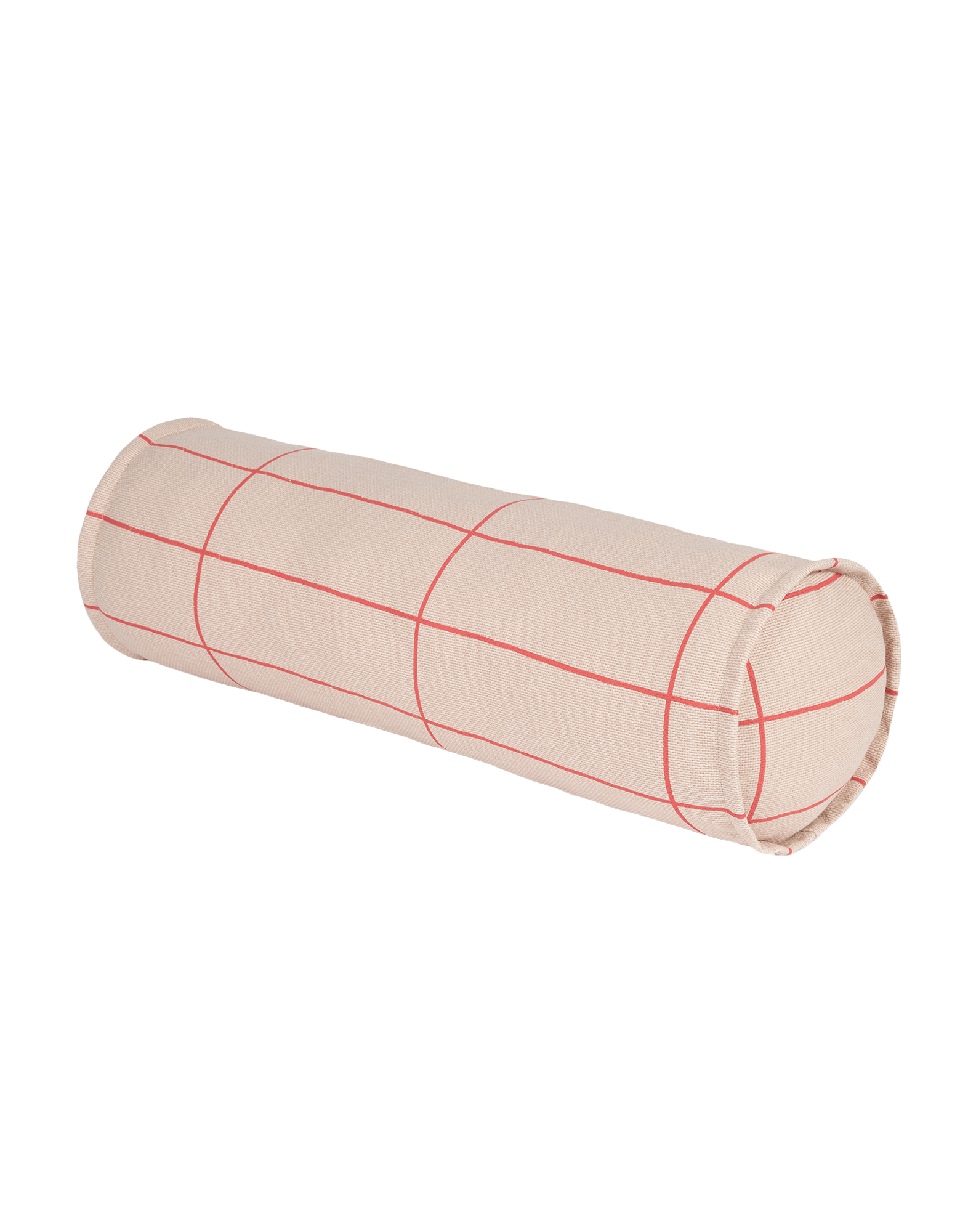 Nobodinoz Vibes Cilinderkussen - Ø18x50cm - Pink Red Grid