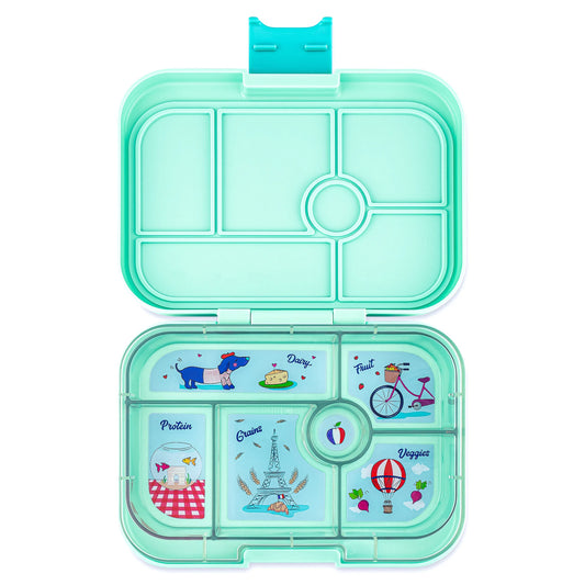 Yumbox Original Bentobox 6 vakken - 22x15x5cm - Serene Aqua/Paris Tray