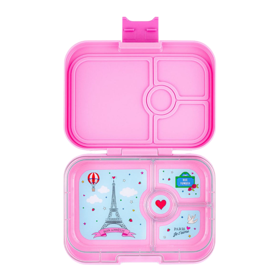 Yumbox Panino Bentobox 4 vakken - 22x15x5cm - Fifi Pink/Paris je t'aime Tray