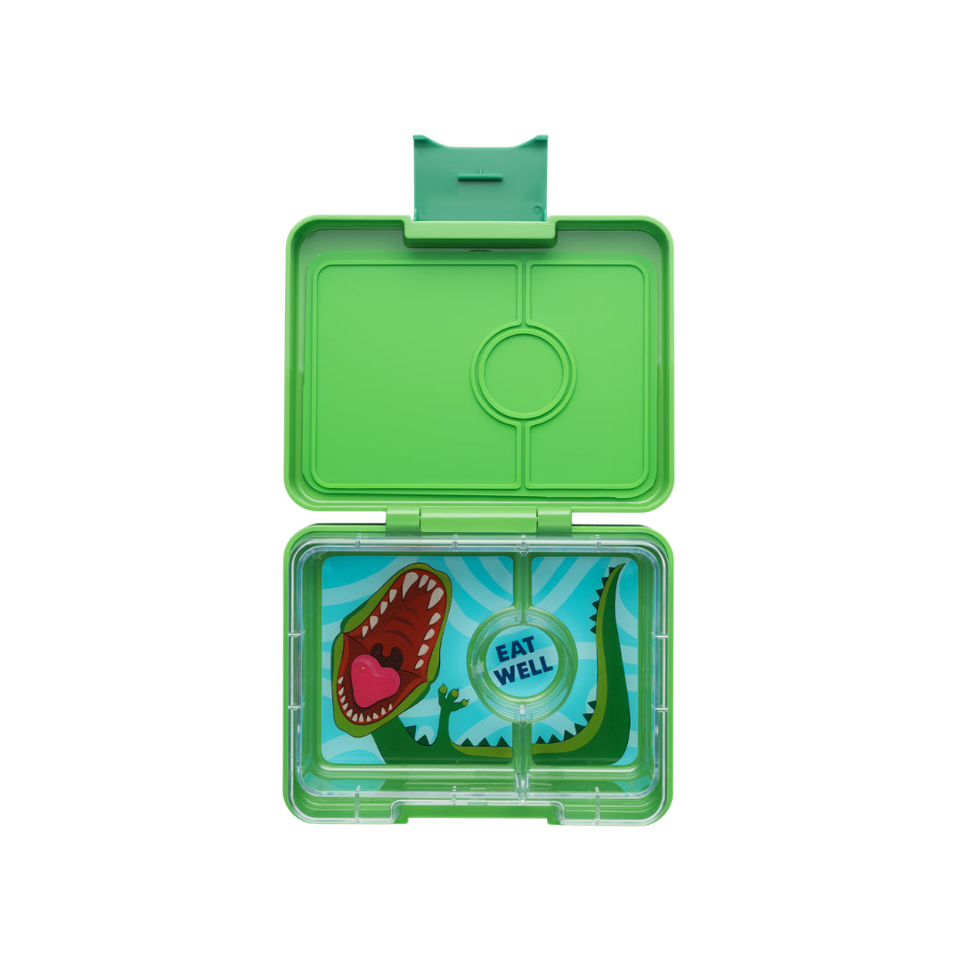 Yumbox Bentobox/Snackdoos 3 vakken - 17x13x5cm - Jurassic Green/Dinosaur Tray