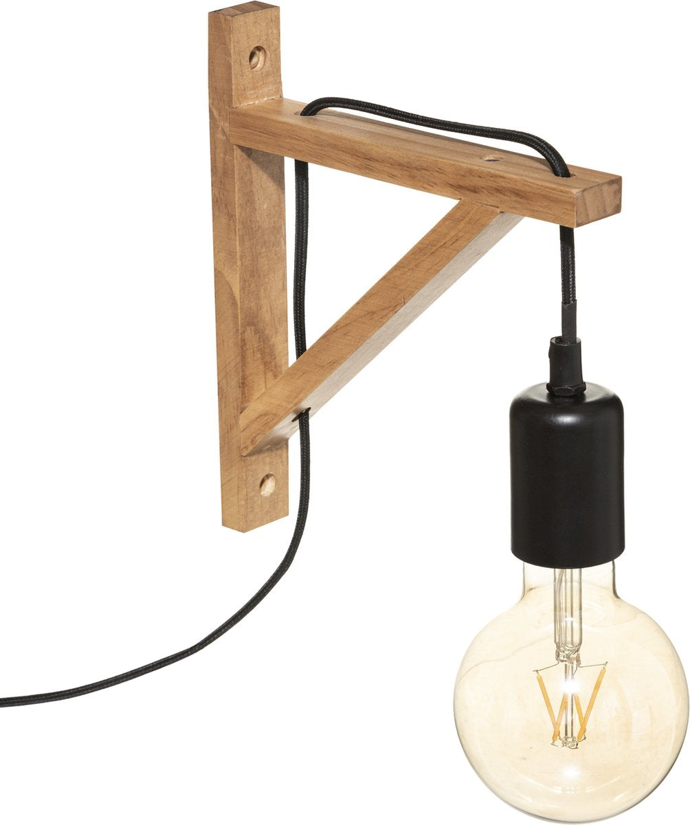 Atmosphera Wall Lamp Wild - Wood - H22.5 cm - Lamp for on a wall - EXCL lamp