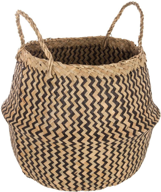 Atmosphera wicker storage basket black pattern - Flowerpot - Seagrass