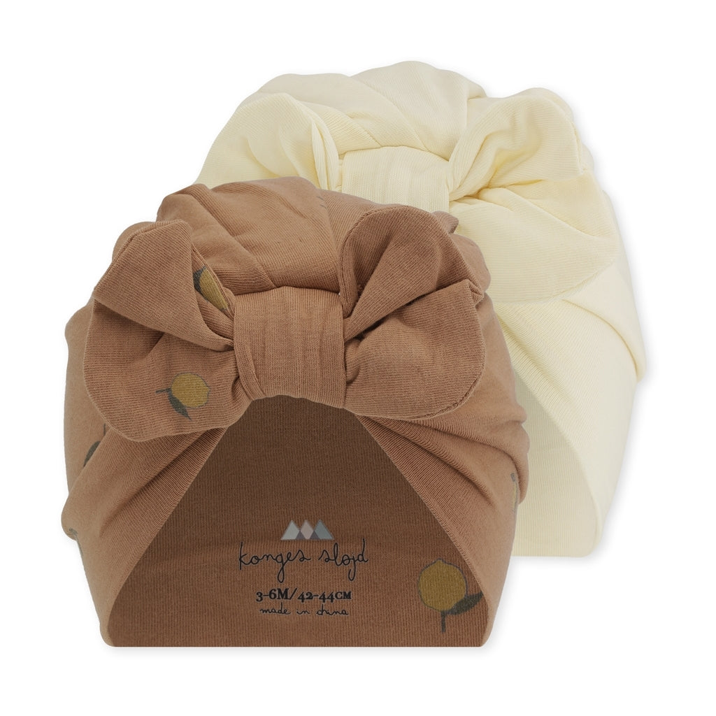 Konges Sløjd Basic 2 pak Bambi bonnet - Brown lemon / Vanilla