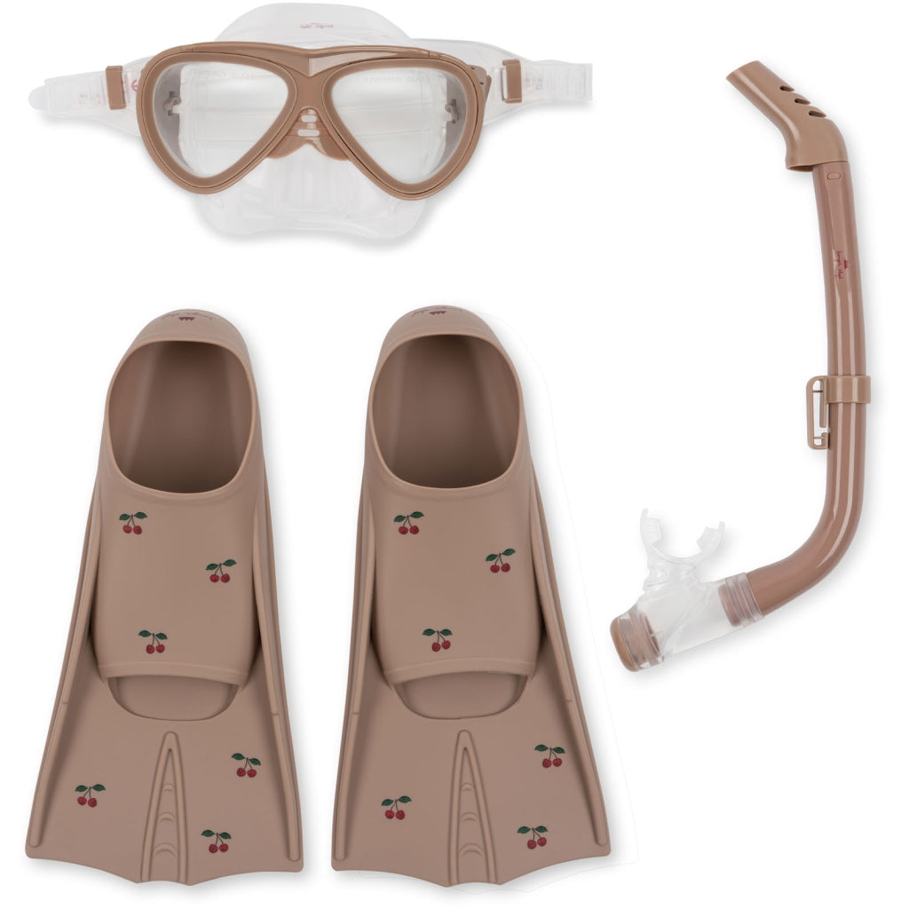 Konges Sløjd Mello snorkel set child - Cherry - Diving bib / Swim fins / Snorkel