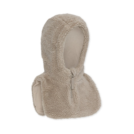 Konges Sløjd Cache-cou Teddy avec bonnet - 2 en 1 - Beige argenté