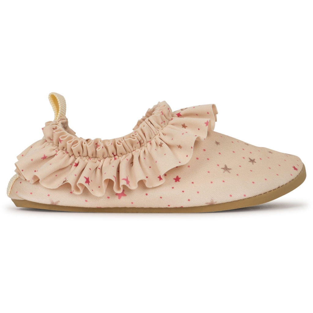 Konges Sløjd Frill Chaussures de natation / Chausson de gymnastique - Etoile rose scintillant - Chausson de natation - Chaussure d'eau - Antidérapant