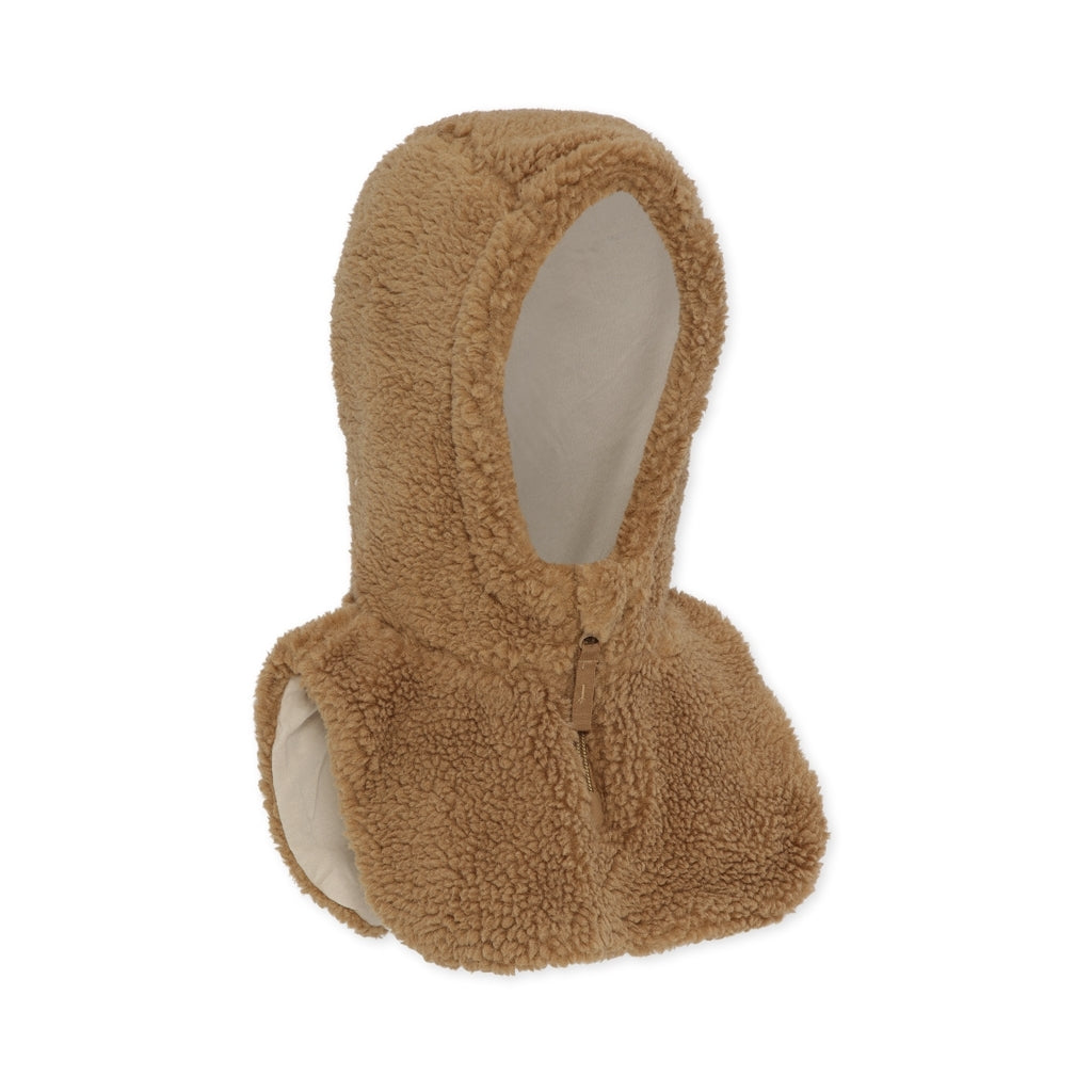 Konges Sløjd Cache-cou Teddy avec bonnet - 2 en 1 - Marron tabac