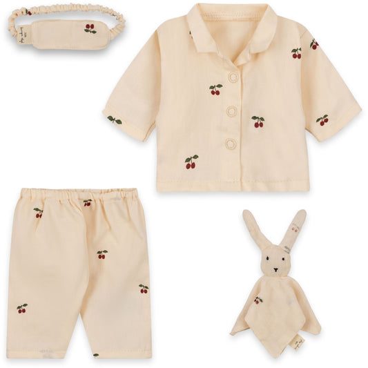 Konges Sløjd Poppenkleding pyjama met toebehoren - Cherry - Poppenkleed - 35 cm - Kleding set