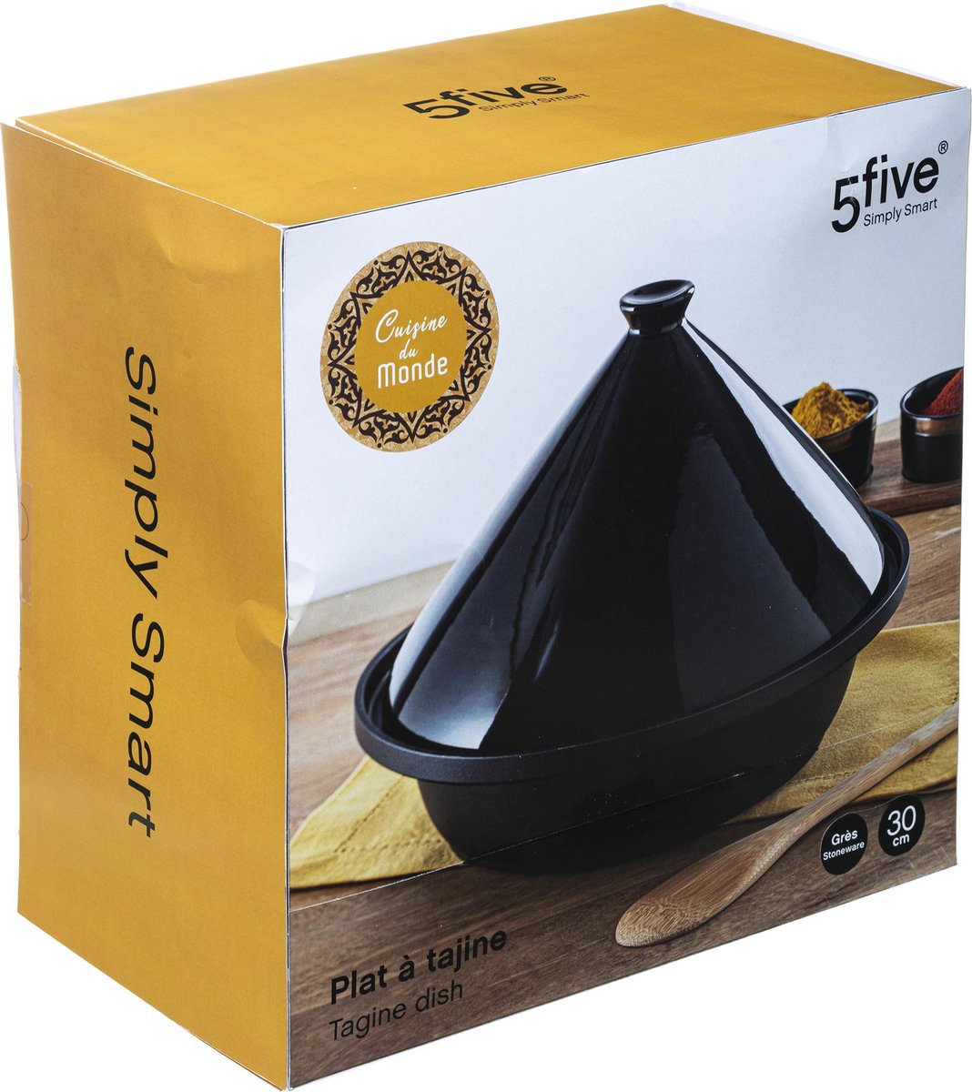 5Five Keramische tajine schaal - 30 cm - Zwart - Geschikt voor inductie