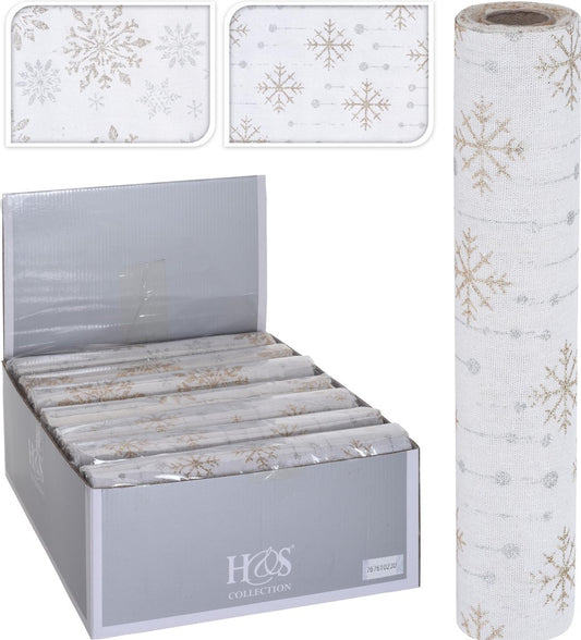 Runner table Christmas white with gold - 28 x 270 cm - Table runner - Christmas - length 270 x width 28 x height 0.1 cm