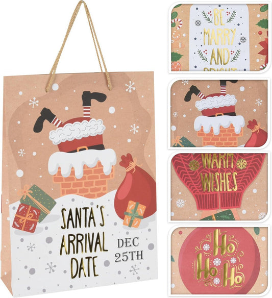 Sac cadeau Kraft petit Noël 4 pièces - Sac d'emballage de Noël - lot de 4 - Sac cadeau