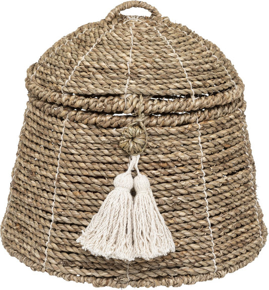 Atmosphera storage Carmen beige with lid - Hyacinth - With tassel - Dia 29 cm H 26.5 cm