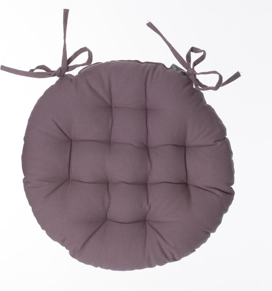 Coussin de chaise Atmosphera DELUXE rond taupe - Coussins de chaise ronds - D38 cm - Avec 2 rubans