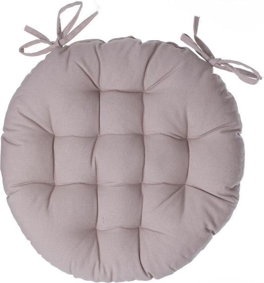 Coussin de chaise Atmosphera DELUXE rond en lin - Coussins de chaise ronds - D38 cm - Avec 2 rubans