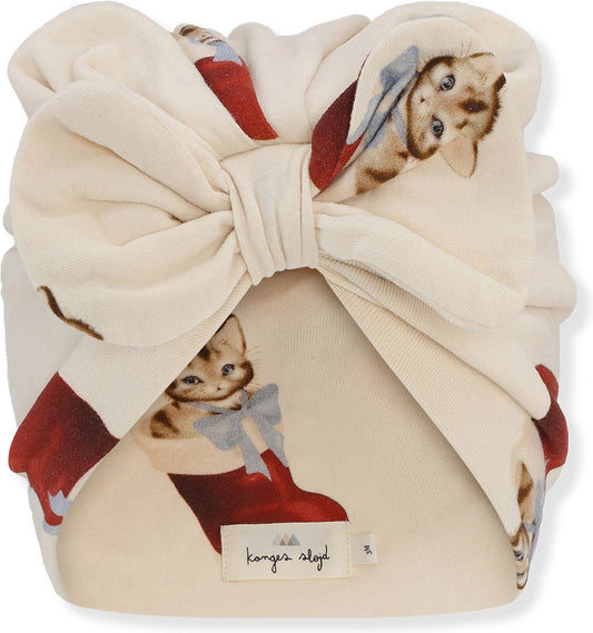 Konges Slojd Turban bonnet bébé - Chaton de Noël - Turban - Coton biologique