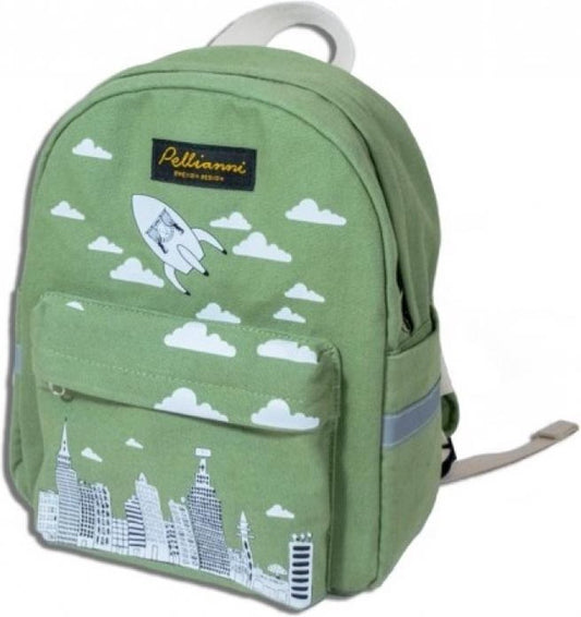 Pellianni: BACKPACK GREEN 28x23x10cm, approx 6.5l, eco-friendly and vegan canvas cotton, Swedish design, 18m+