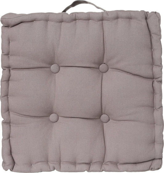 Coussin de sol Atmosphera Deluxe 40x40x8cm avec poignée et 4 boutons - Gris