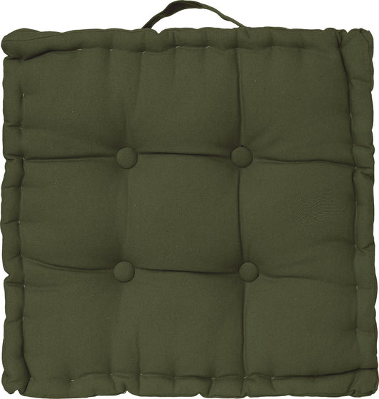 Atmosphera Deluxe Floor Cushion 40x40x8cm with handle and 4 buttons - Khaki