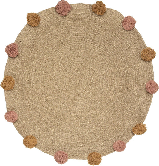 Atmposhera Rug Jute with pompoms - Carpet - Dia 78