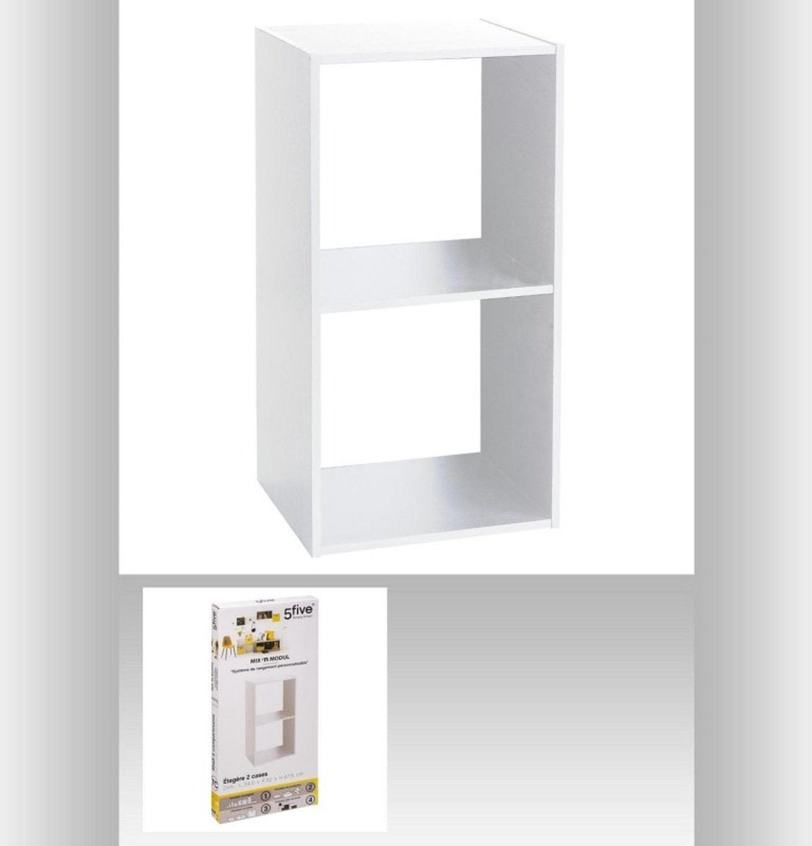 5Five Bookcase 2 Compartments 34.5x32x67.6cm - White