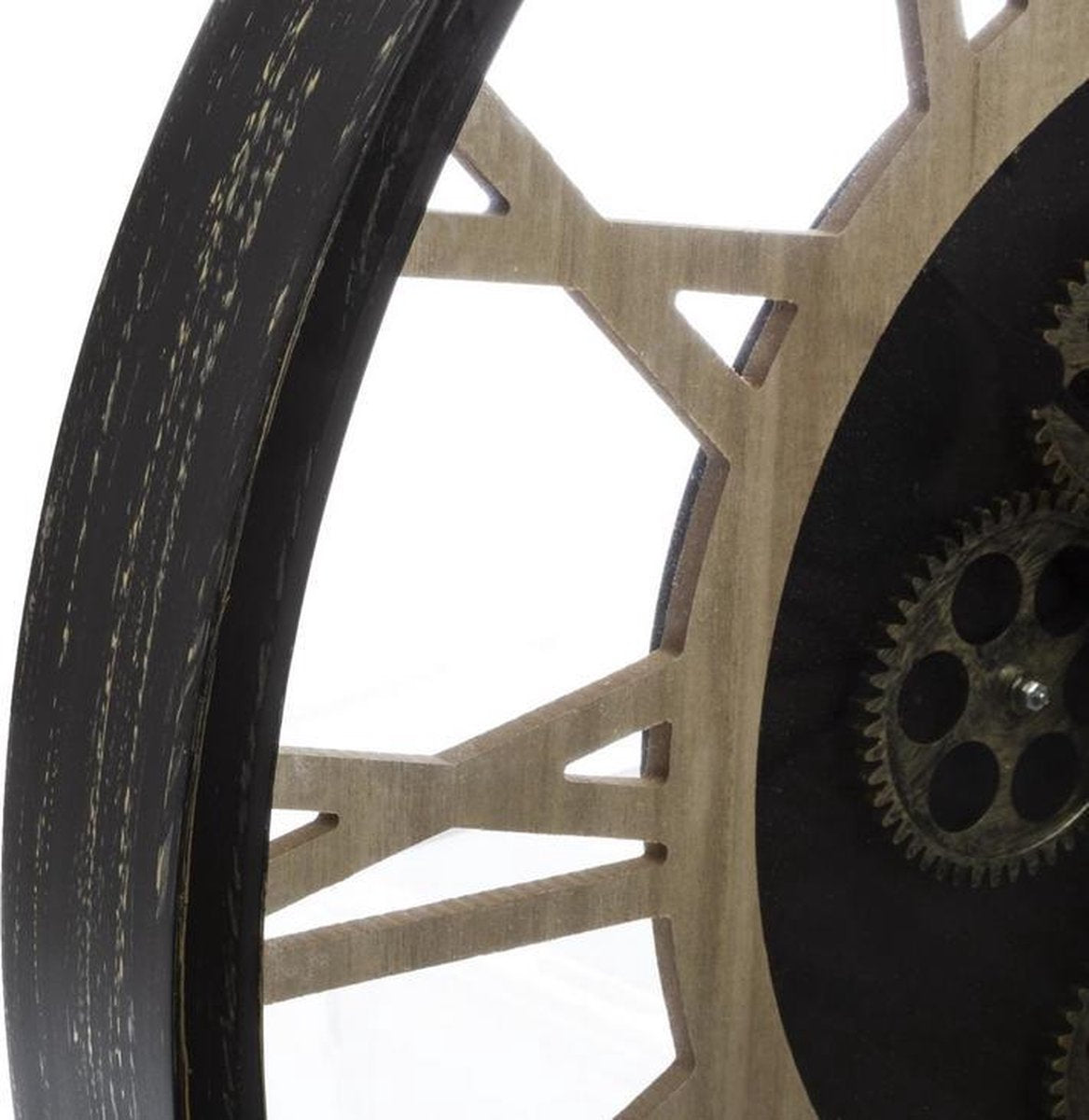 Wandklok mechanisme look zwart en hout ˜ 57cm