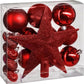 Kerstballenset 18 delig met kerstster rood - 18 stuks - Kerstbal - Kerstster - Kerstversiering - Roodkleurig