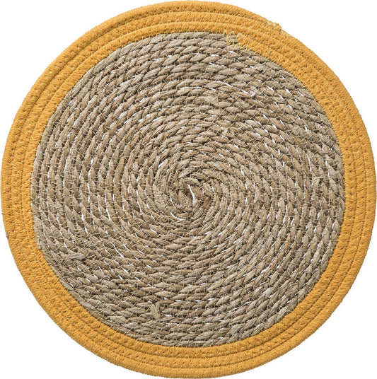 Secret de Gourmet mat Happy Pop Set of 4 - Yellow - Braided wicker - Table mat - Placemat