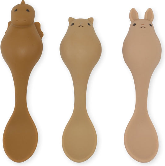Konges Sløjd 3 Pack Friends Spoon - Rose Caramel - 3 Spoons - Silicone