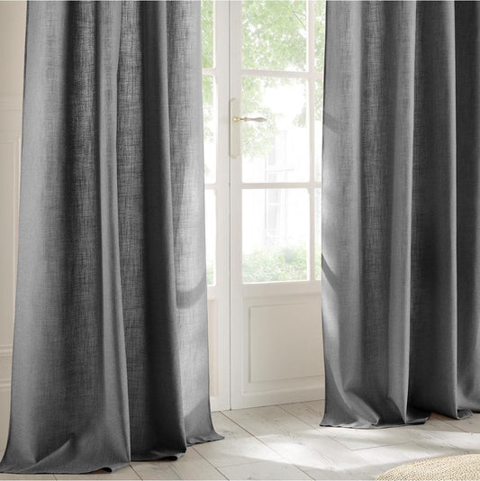 Atmosphera Clem Linen Curtain 140x260cm - Ready made with rings - Gray