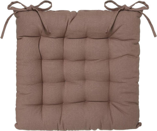 Atmosphera Coussin de chaise Loria Taupe - 38 x 38 cm - Avec 2 rubans - 100% coton