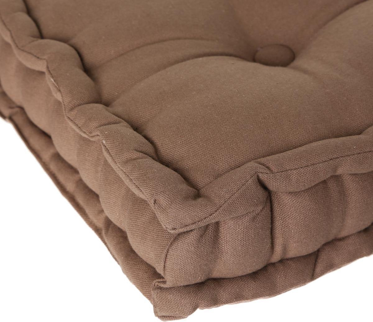 Coussin de sol Atmosphera Deluxe 40x40x8cm avec poignée et 4 boutons - Taupe