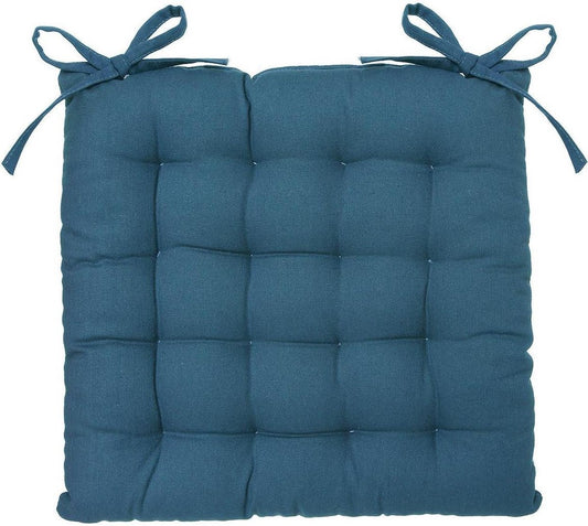 Atmosphera Chair cushion Loria 38 x 38 cm - With 2 ribbons - 100% cotton - Sea blue