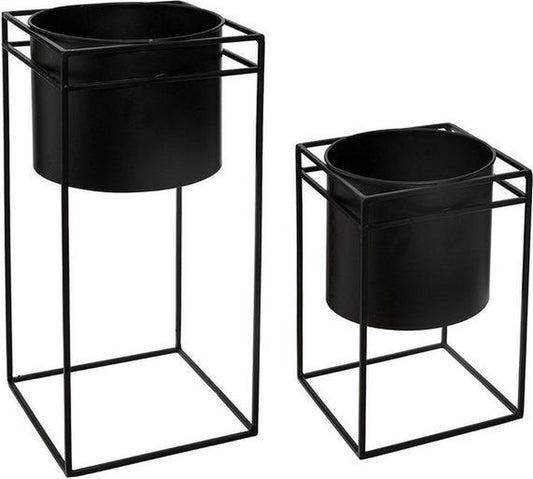 Atmosphera standing planter Metal Black 16x16x25CM - set of 2