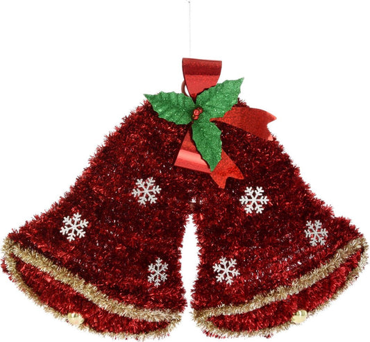 Kerstdecoratie Kerstklokken / Kerstbellen van tinsel 61 Cm - Om op te hangen - Kerstmis