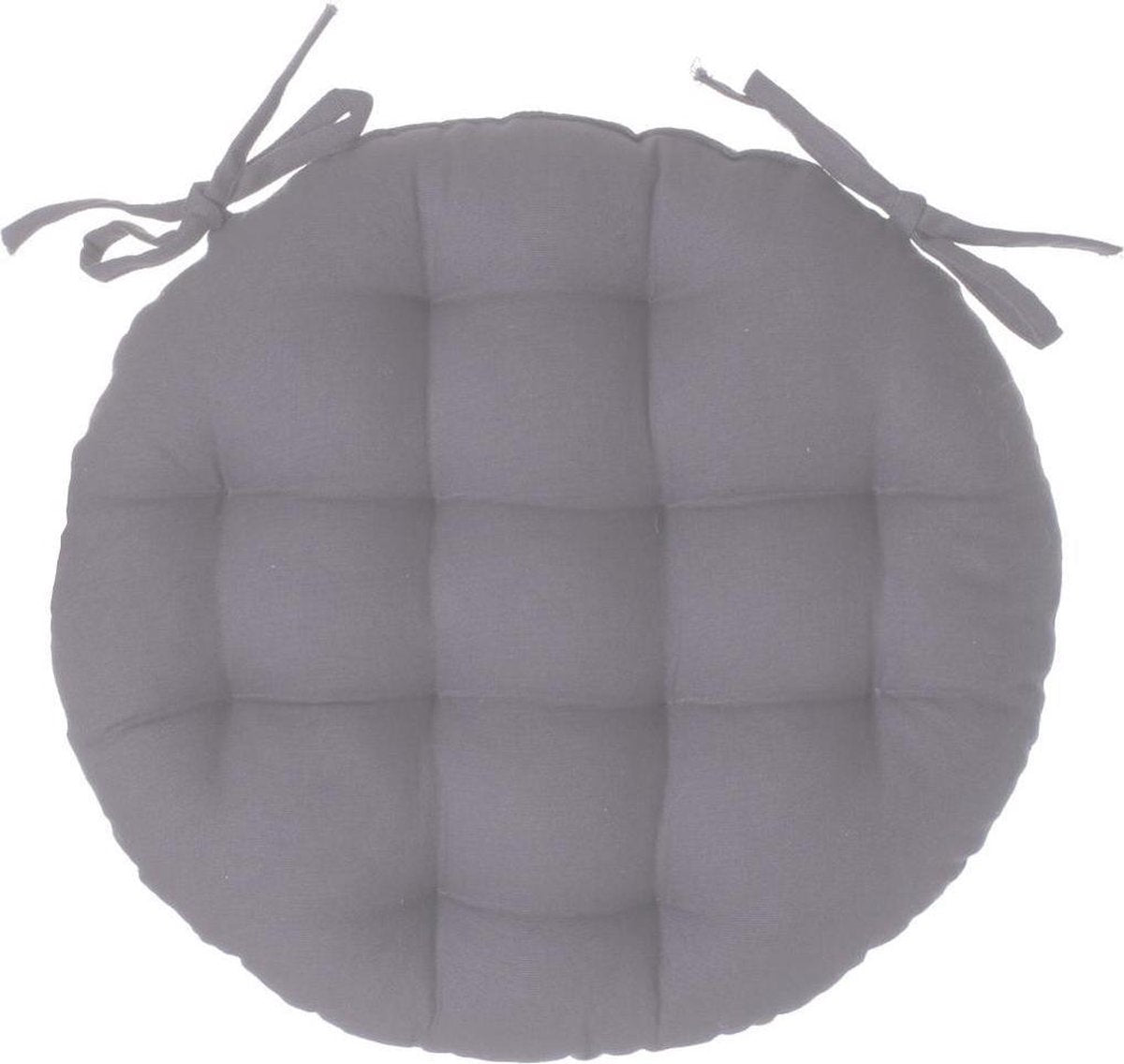 Atmosphera DELUXE chair cushion round gray - round chair cushions - D38 cm - With 2 ribbons