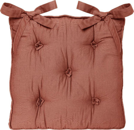 Atmosphera Deluxe Chair Cushion 40x40x8cm with ribbons and 5 buttons - Terracotta