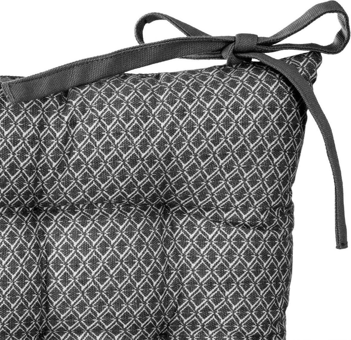 Atmosphera Stoelkussen Otto grijs - 38 x 38 cm - Met 2 lintjes - 100% katoen