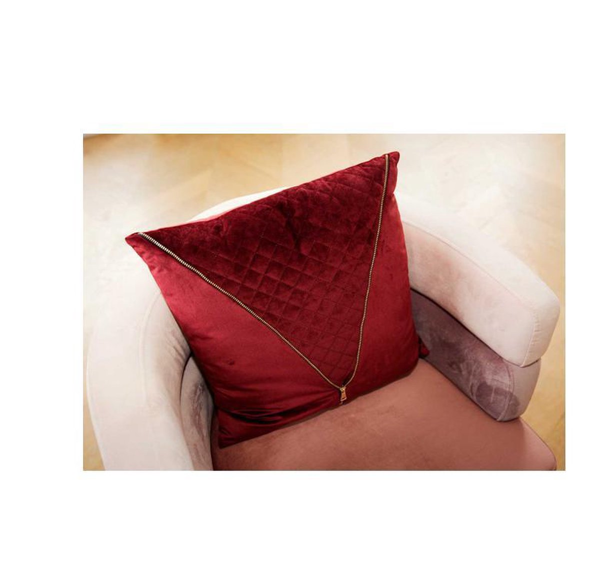 Cosy &amp; Trendy Coussin fermeture éclair bordeaux - 45x45x10cm - velours