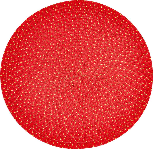 Placemat Rond ROOD - GOUD - ˜ 38cm - Set-4