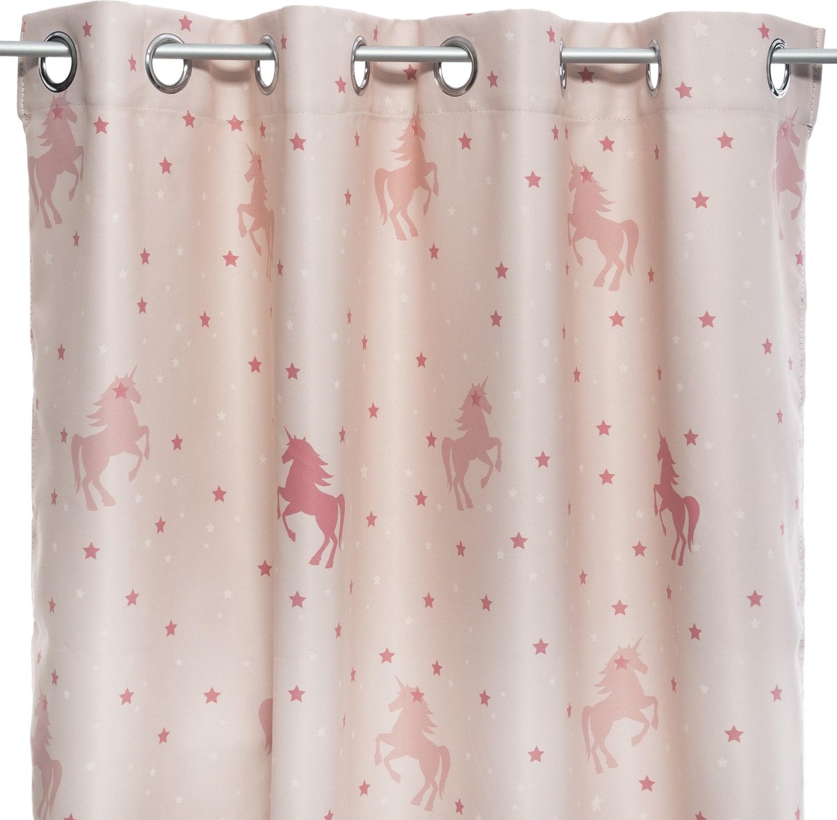 Curtains Children 140x250m - curtain window coverings child - ready-made curtains with hooks rings children's room - Glow in the dark - Pink with unicorn unicorn