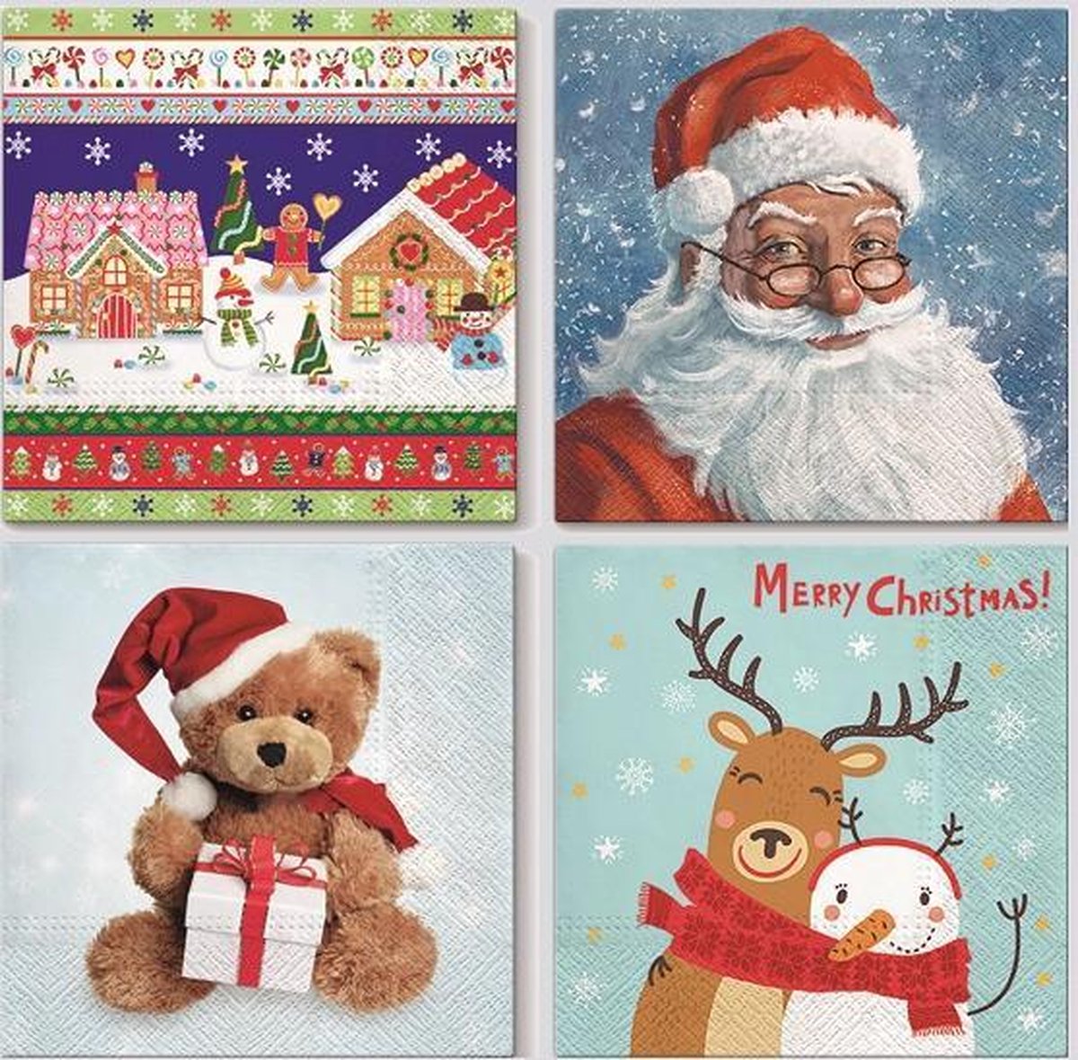 Home & Styling Kerstdecoratie 80x Papieren servetten Kerstmis kind - 33x33cm - 3 Laags