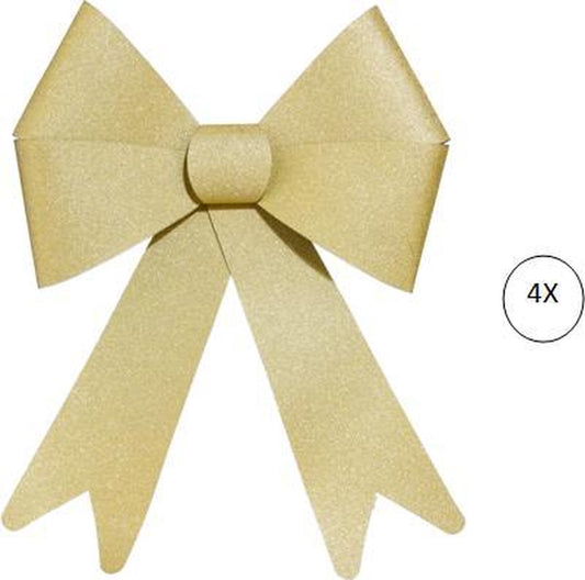 Christmas bow for the Christmas tree - Set of 4 - Super cute bow for gifts - Christmas decoration - Gold - 30 x 19 cm