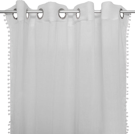 Atmosphera Kids Pom Pom Curtain 140x240cm - Ready made with rings - Gray with pom poms