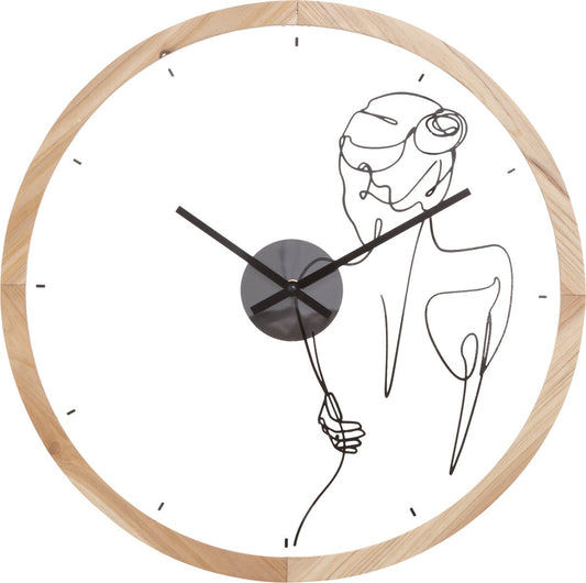 Horloge Murale Atmosphera Ligne artistique - Bois - Dia 45 cm - Mécanisme d'horlogerie - Fourni assorti