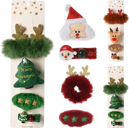 Haaraccessoires Kerstmis kind - Set van 3 - Rendier - Kerstman - Kerstboom