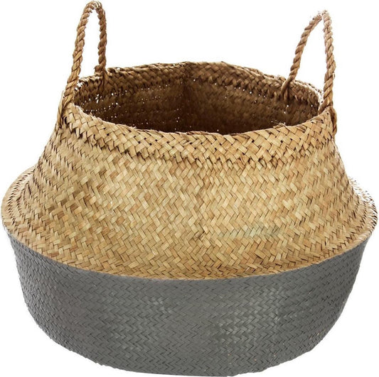 Panier de rangement en osier Atmosphera gris naturel - Pot de fleurs - Jonc de mer