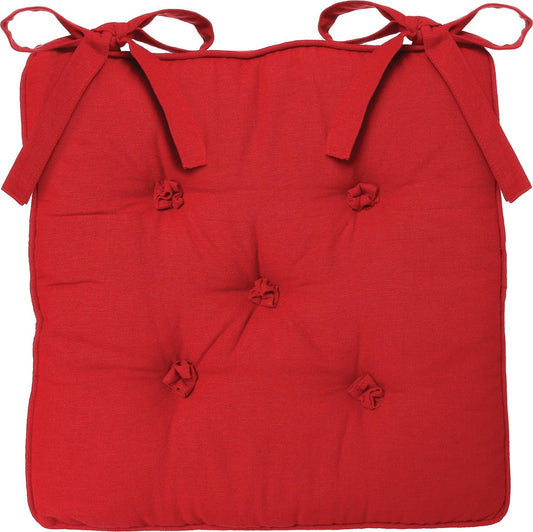 Atmosphera Deluxe Chair Cushion 40x40x8cm with ribbons and 5 buttons - Red