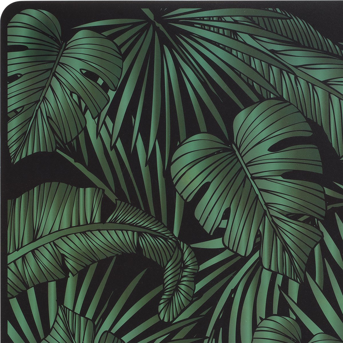 Jungle Placemat set van 4 stuks -  45 x 30 cm - Onderleggers - Zwart/ Groen