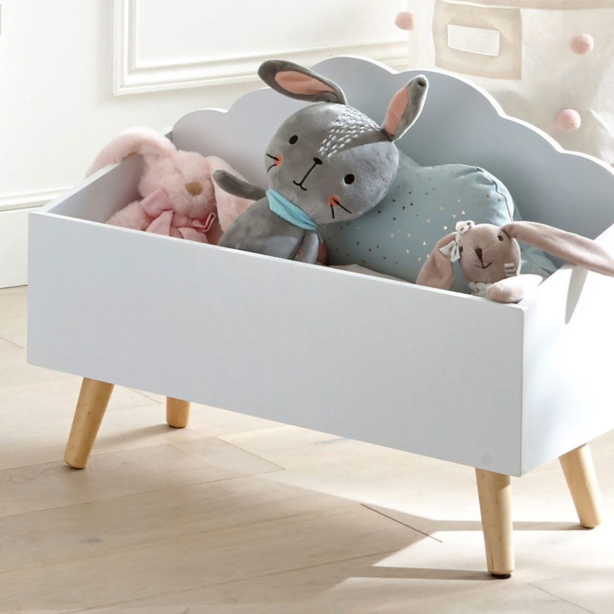 Atmosphera Kids Wooden toy box 58x28x45cm - White